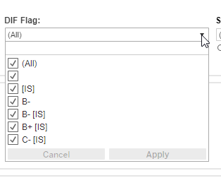 Example of DIF Flag filter